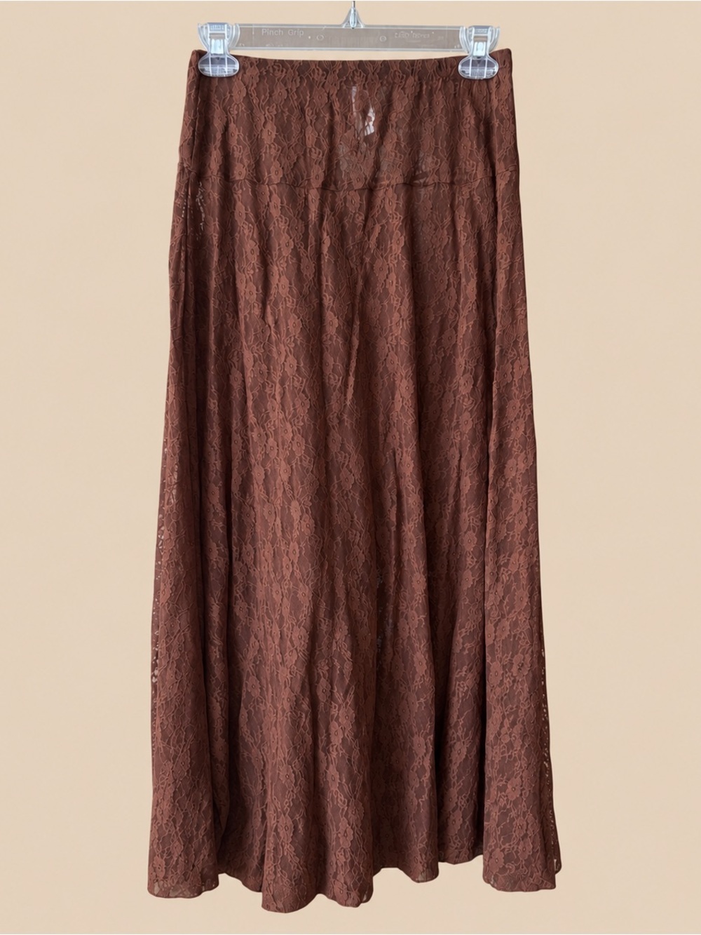 Meant to Be Brown Lace Midi Skirt S